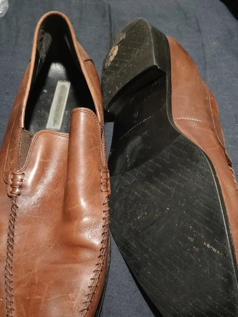 Gordon Rush Tan/Brown Leather Slip-On Loafers (258)